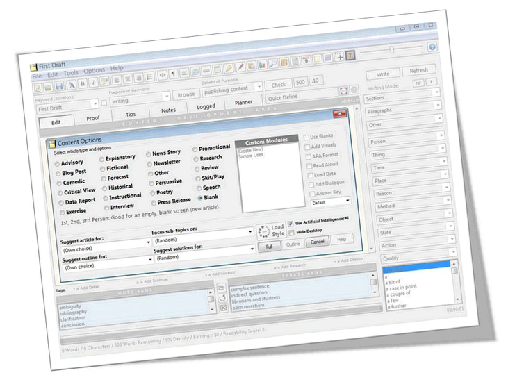 screenshot of First Draft